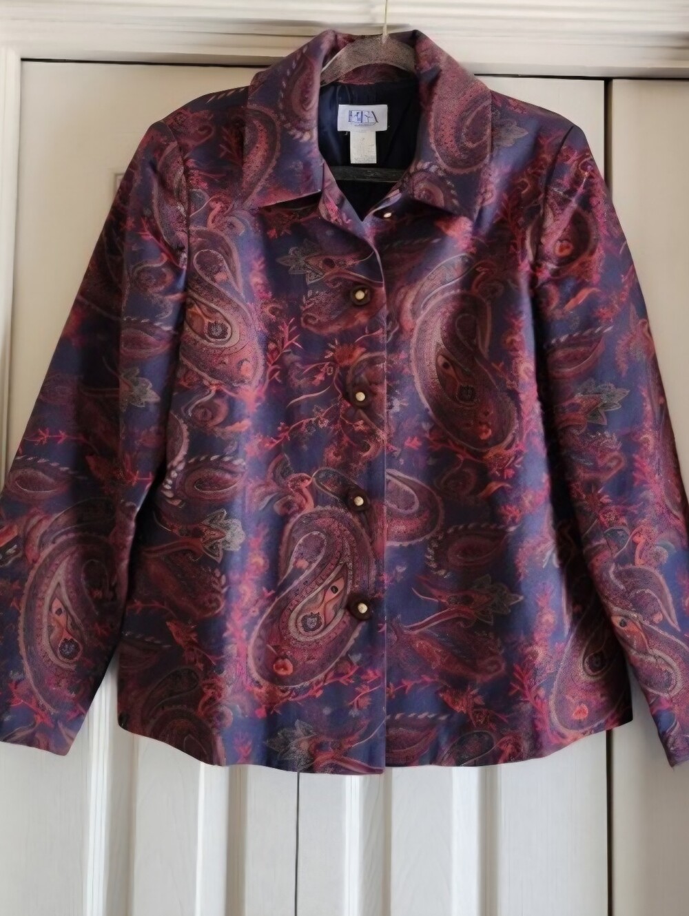 Vintage BFA Paisley Blazer Jacket Tapestry Jewel Tones Artsy Petite Medium